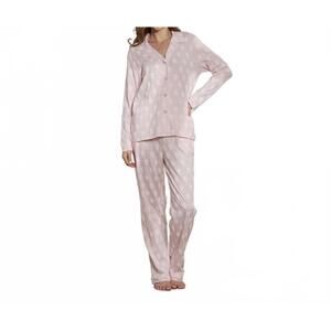 NEW THE SLEEP CODE women's printed organic pima cotton long pj set in rose quart